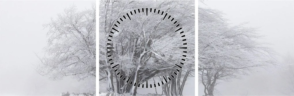 Tablou - Iarnă albă (cu ceas) (90x30 cm)