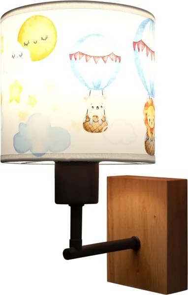 Brilagi - Lampă de perete BOBO WOOD 1xE27/25W/230V stejar/negru/alb/cu motive animale