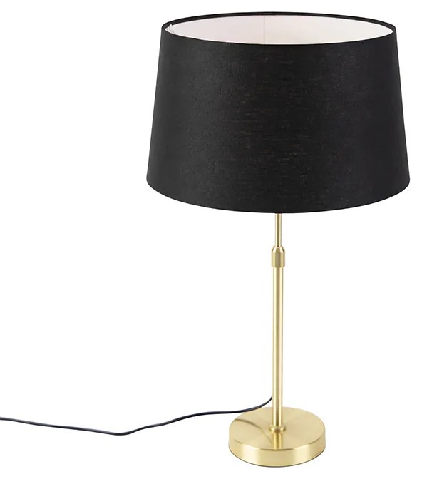 Lampă de masă auriu/alamă cu abajur din in negru 35 cm - Parte
