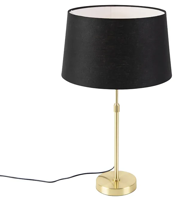 Lampă de masă auriu/alamă cu abajur din in negru 35 cm - Parte
