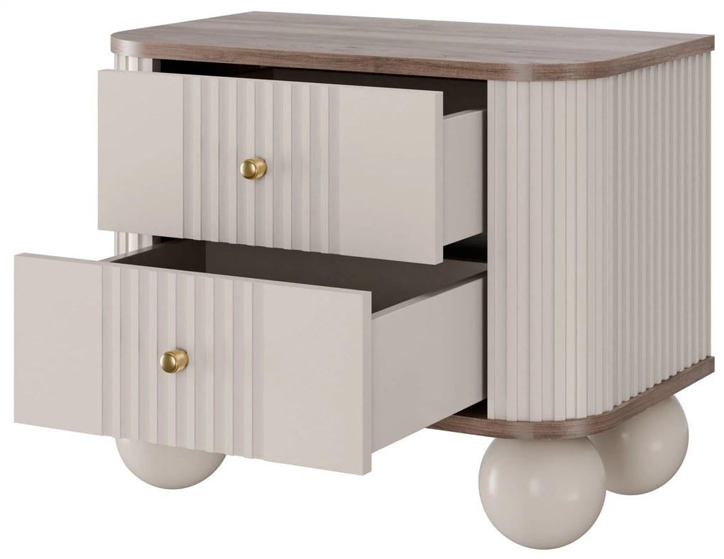 Set noptiere Vesper 56 cm - cașmir / nuc / mânere aurii / picioare sferice