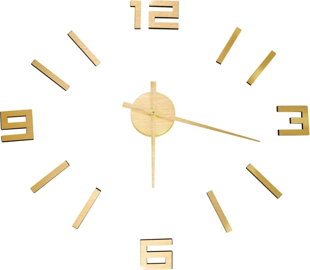 vidaXL Ceas de perete 3D, auriu, 100 cm, XXL, design modern