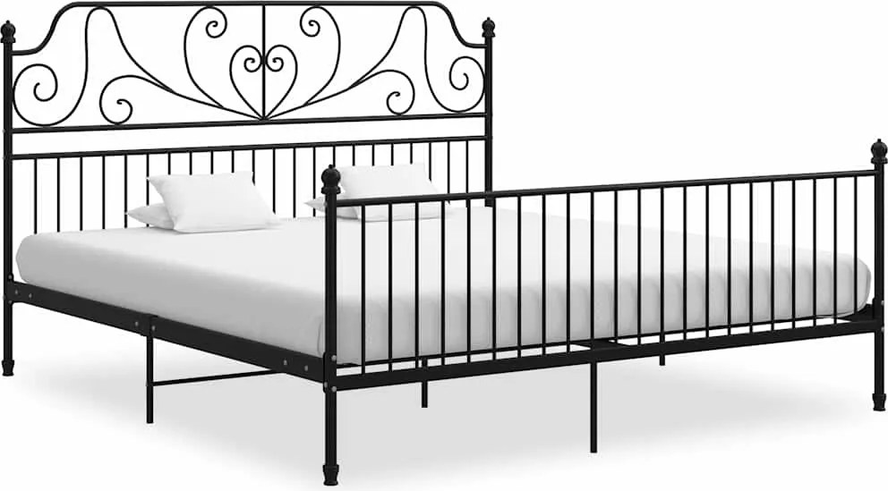 vidaXL Cadru de pat, negru, 200x200 cm, metal
