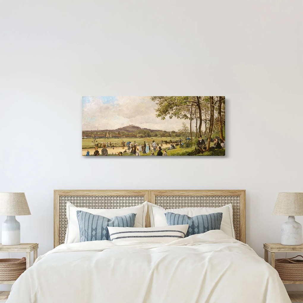 Tablou - French 19th Century, Race Course at Longchamps, reproducere (120x50 cm)