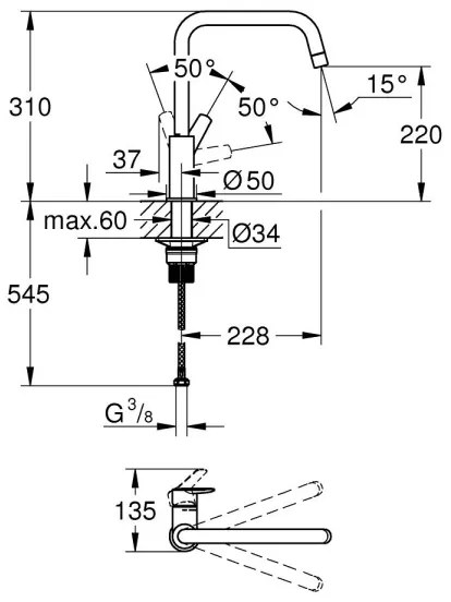 GROHE 30470000 - Baterie pentru chiuvetă START, crom lucios