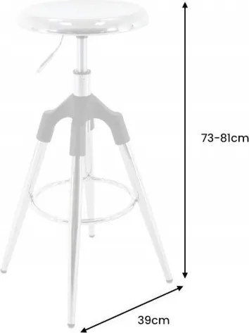 Scaun de bar pivotant Industrial 80cm, crom