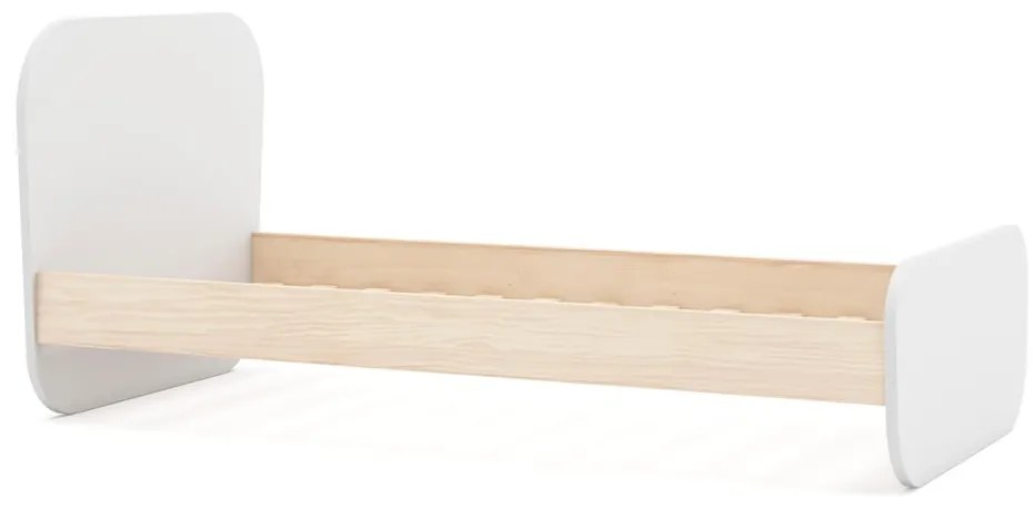 Pat pentru copii alb cu aspect de lemn de pin cu somieră 90x190 cm Esteban – Marckeric