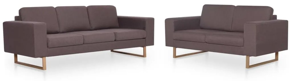 276866 vidaXL Set de canapele, 2 piese, gri taupe, material textil