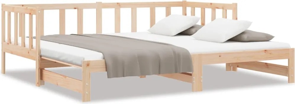 vidaXL Pat de zi extensibil, 2x(80x200) cm, lemn masiv de pin