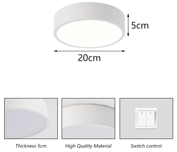 Brilagi - Plafonieră LED POOL, 18 W, 230 V, 3000/4000/6000 K, Ø 20 cm, alb