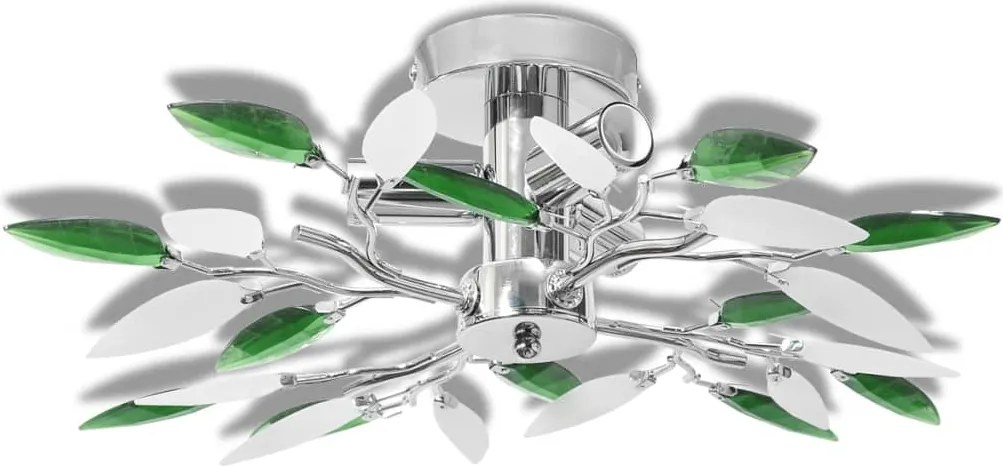 vidaXL Lustră cu frunze cristal acrilic, alb/verde, pentru 3 becuri E14