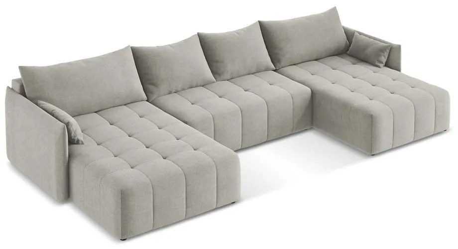 Colțar gri deschis extensibil/cu spațiu de depozitare (în formă de "U") Moku – Makamii