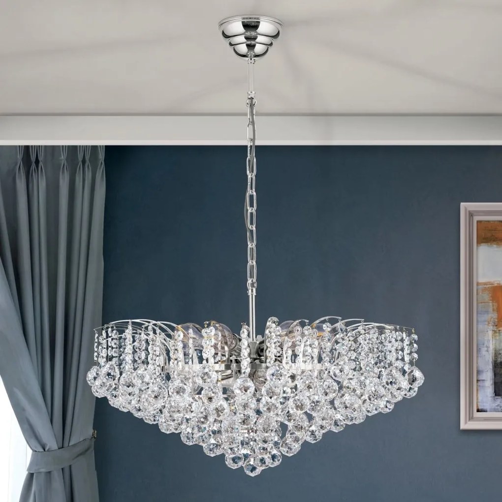 Candelabru cristal Asfour design lux KRISTALL KLASSISCH 10L chrome plated/clear