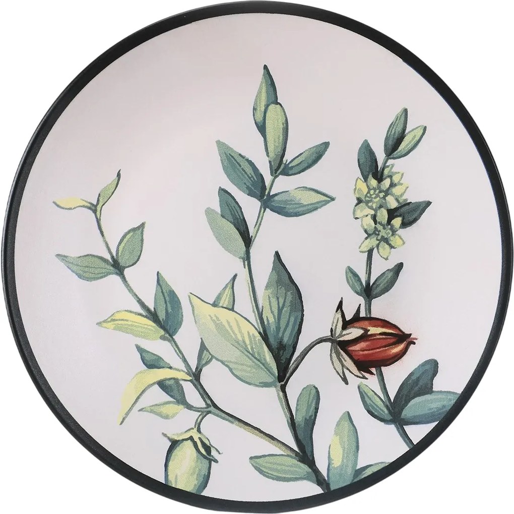 Set of 6 shallow stoneware plates Herbal 25 cm