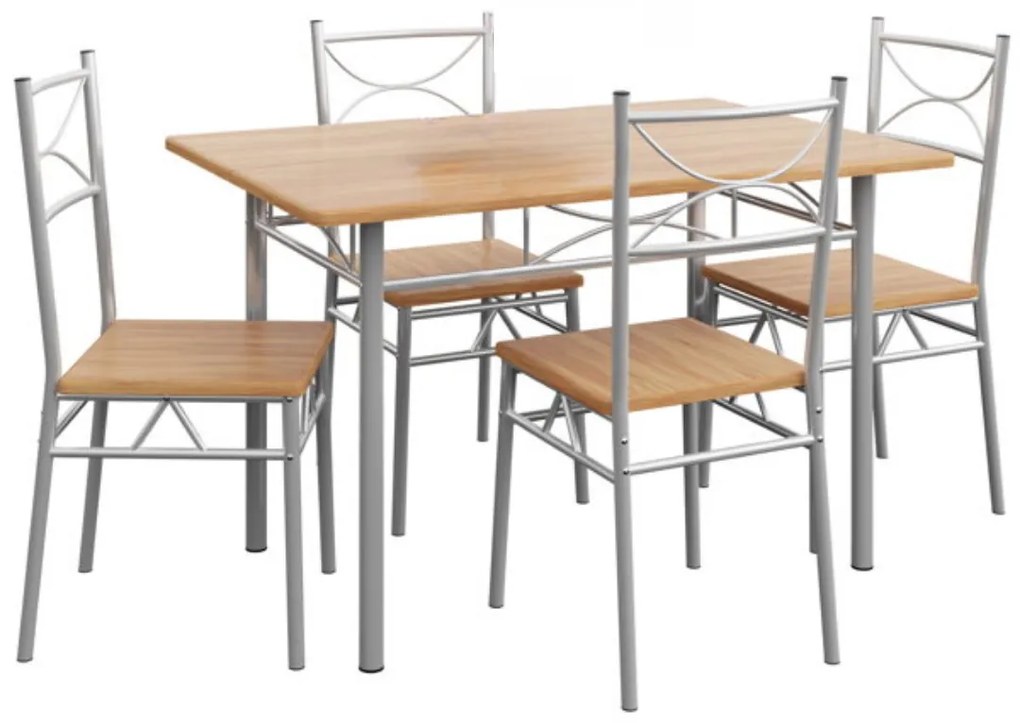 Casaria Set de mese de dining PAUL, 5 bucăți, maro natural