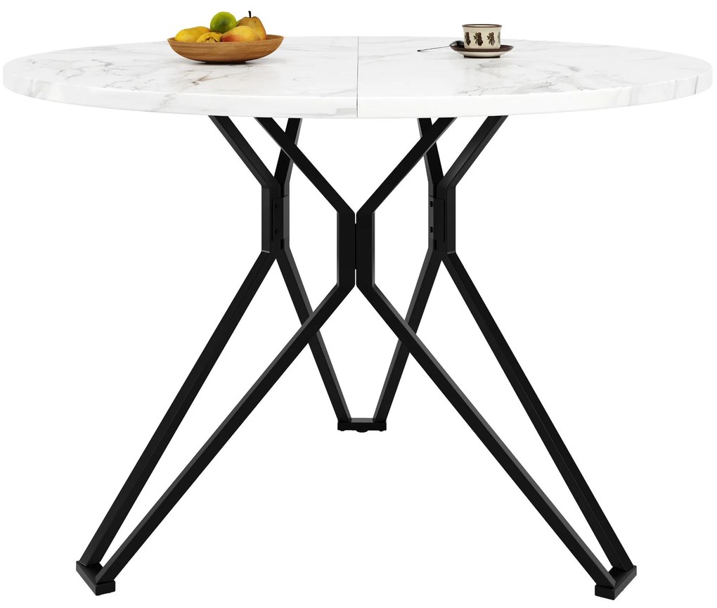 Masă rotundă pentru 4 persoane, Alb+Negru | Aosom Romania