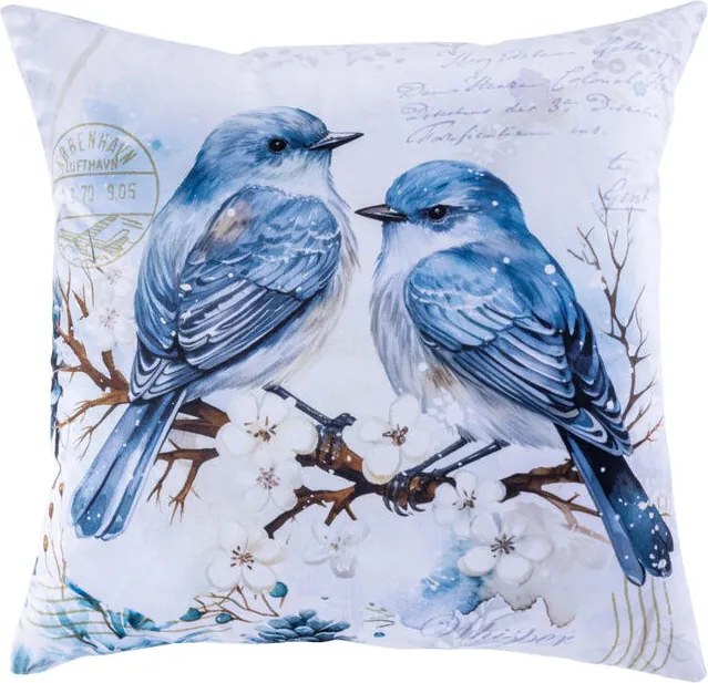 Set de 3 feţe de pernuţe PĂSĂRI DE IARNĂ 45 x 45 cm