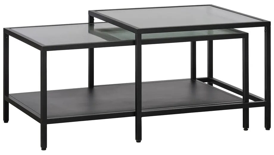 Măsuțe de cafea negre 2 buc. din sticlă 60x60 cm Bronco – Unique Furniture