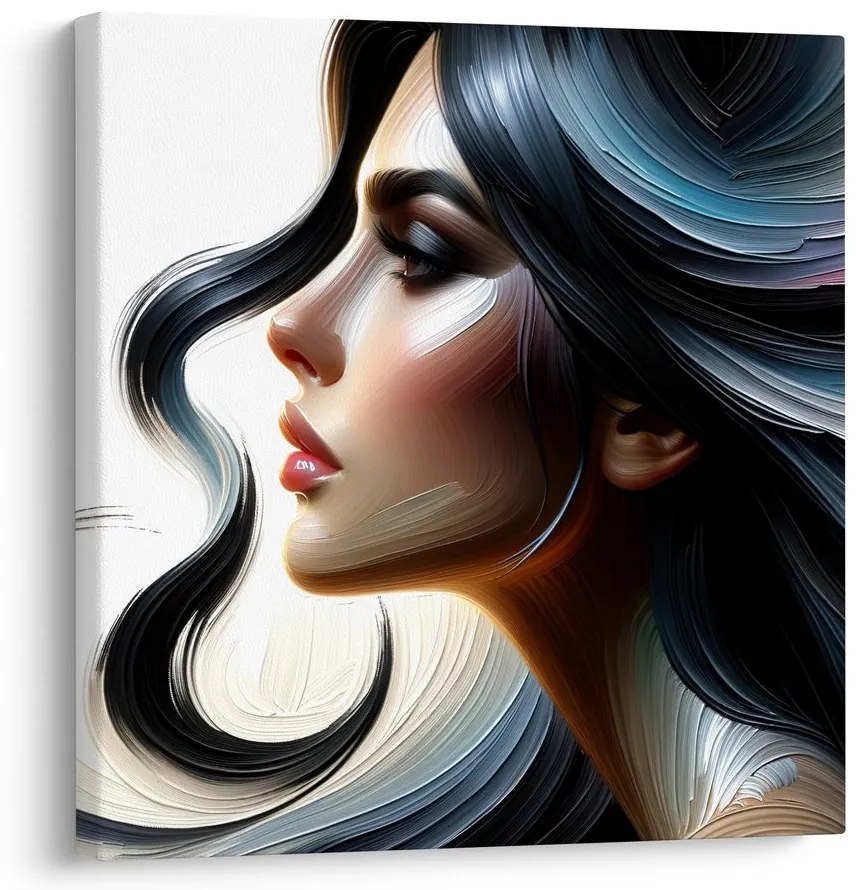 Tablou profil elegant cu păr colorat