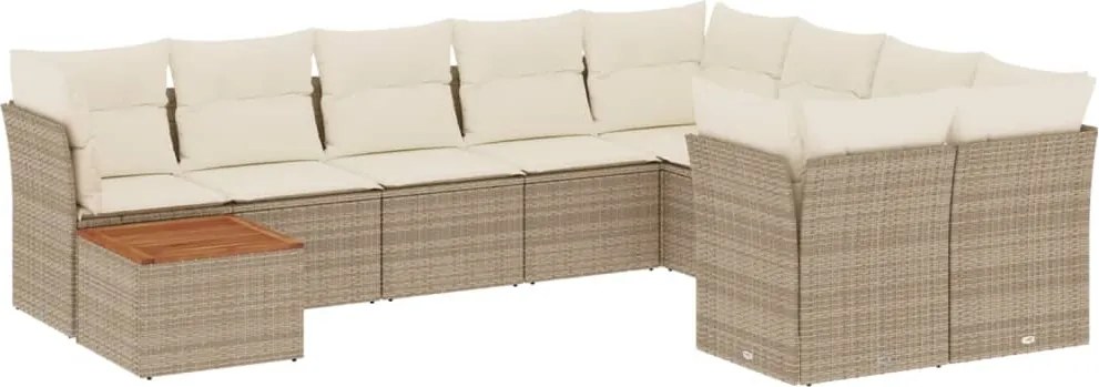vidaXL Set canapele de grădină cu perne, 10 piese, bej, poliratan