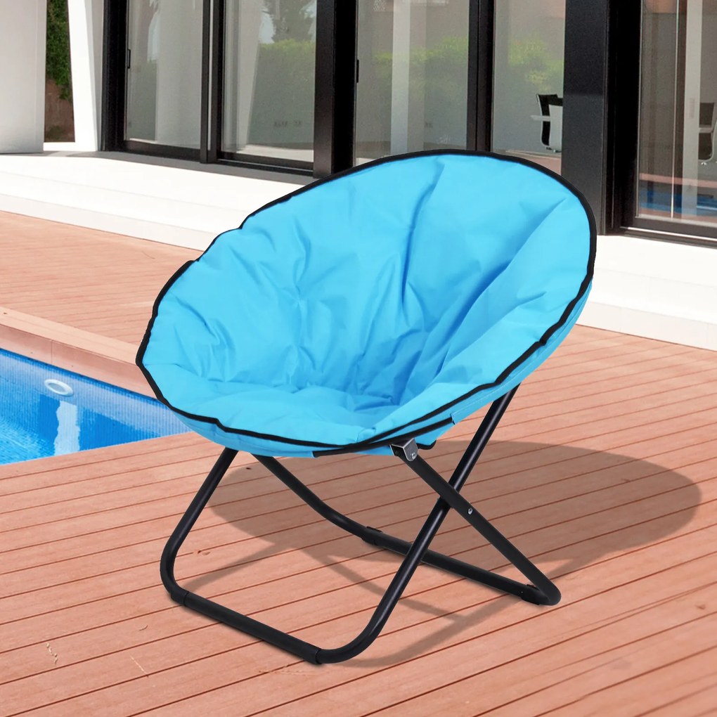 Outsunny Fotoliu Pliabil pentru Camping/Picnic, Șezut Umplut, Structură din Metal, Culoare Albastră, 80 x 80 x 75cm | Aosom Romania