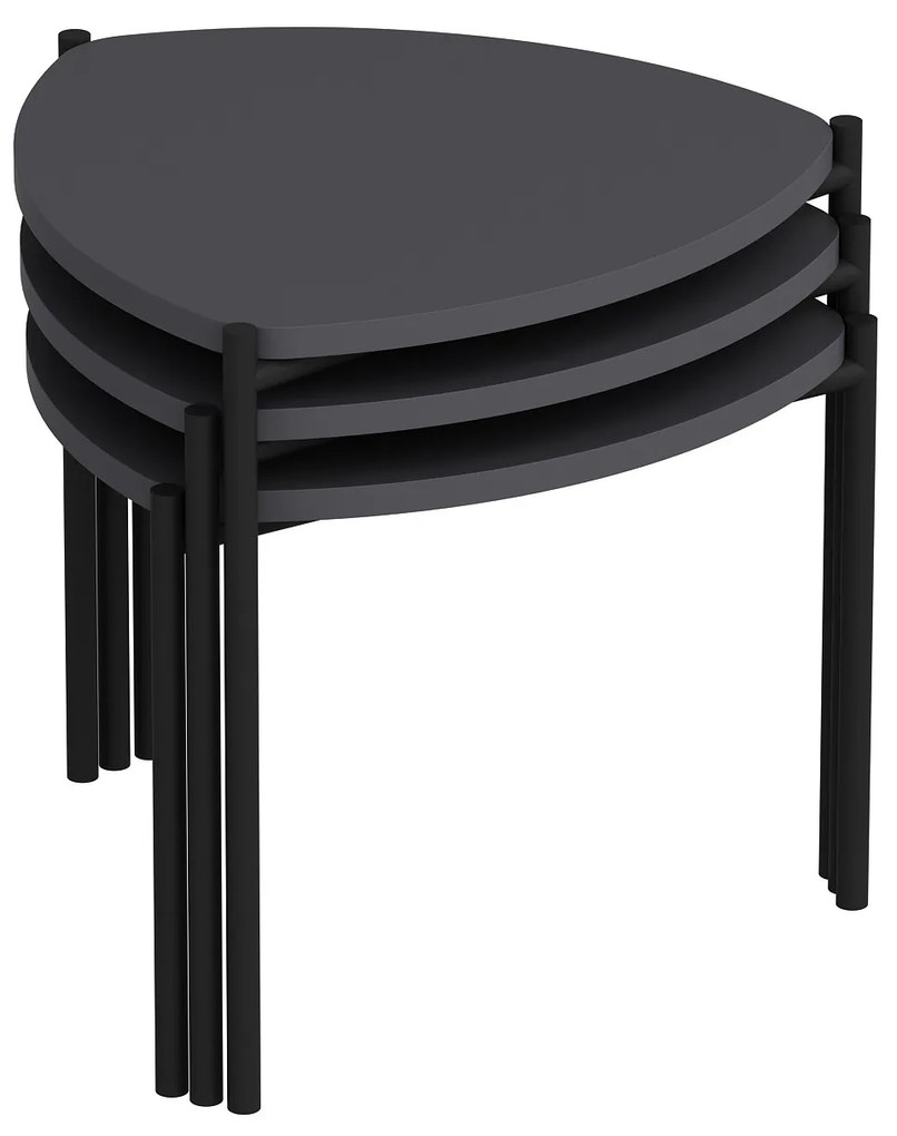 Set măsuțe de cafea Lena 3 (Antracit). 1073000