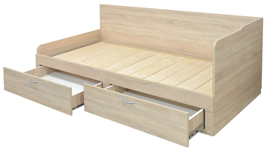 Canapea extensibilă Menetas (Stejar nisipiu + gri maro) (cu somieră și saltea) (cu sp. depozitare). 1098582