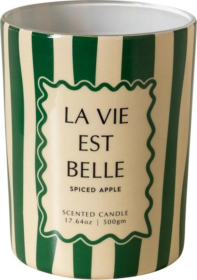 Lumânare verde «La vie est belle» – parfum de măr condimentat