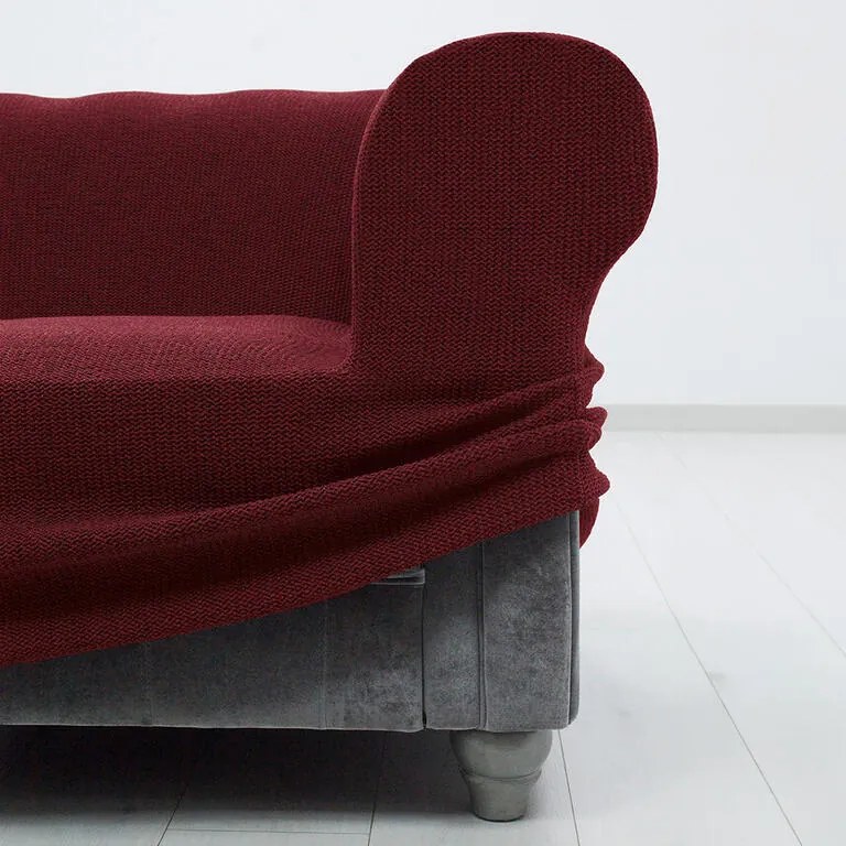Huse super elastice HARMONIA bordo canapea cu otoman dreapta (l. 210 - 320 cm)