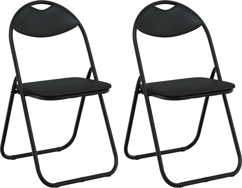 vidaXL Scaun pliant 2 pcs Negru 48 x 43,5 x 81 cm Piele artificială