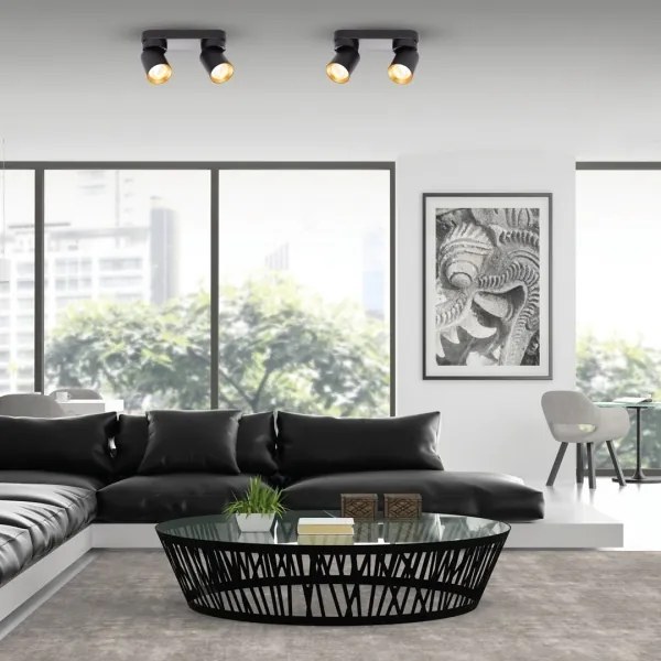 Spot ANDY 2xGU10/8W/230V negru/auriu