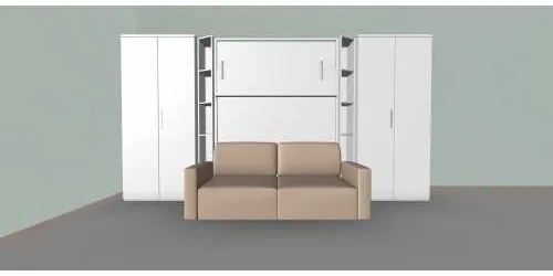 Set pat rabatabil dublu cu canapea si 2 dulapuri Royal Acordeon (100 cm) - Royal FULL Wardrobes & Sofa SET (150X200)