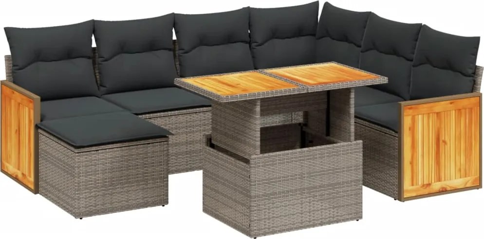 vidaXL Set canapele de grădină cu perne, 8 piese, gri, poliratan