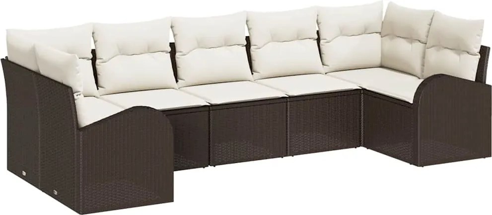 vidaXL Set de canapele pentru grădină cu pernă 7 pcs Maro Poli Rattan