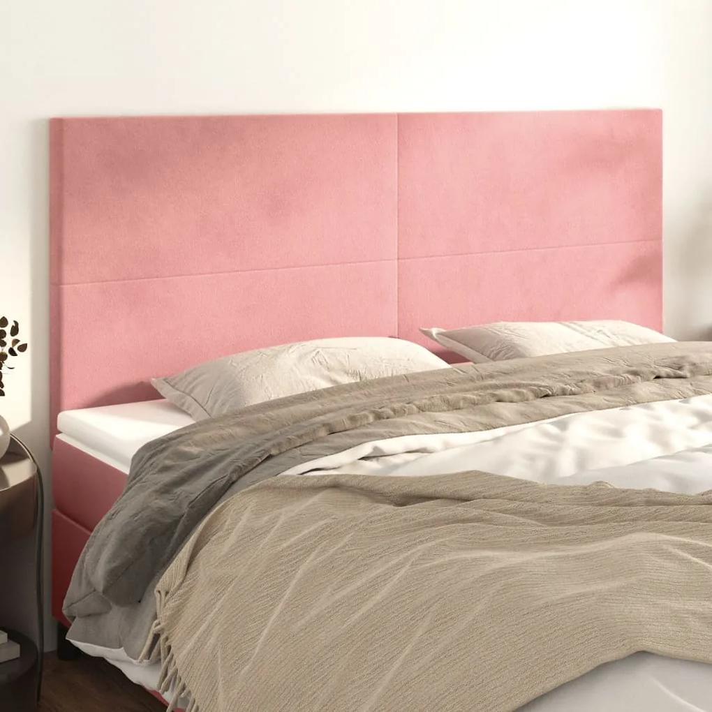 3116117 vidaXL Tăblii de pat, 4 buc, roz, 90x5x78/88 cm, catifea