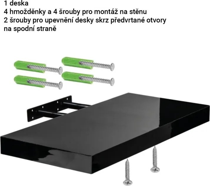 Stilista Raft de perete, alb lucios, 70 cm, 2 bucăți