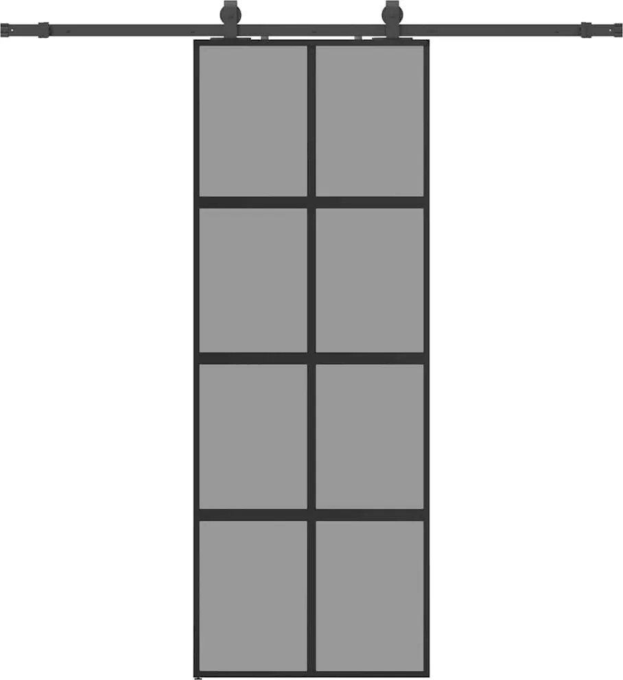 vidaXL Ușă glisantă cu set feronerie neagră 76x205cm sticlă securizată