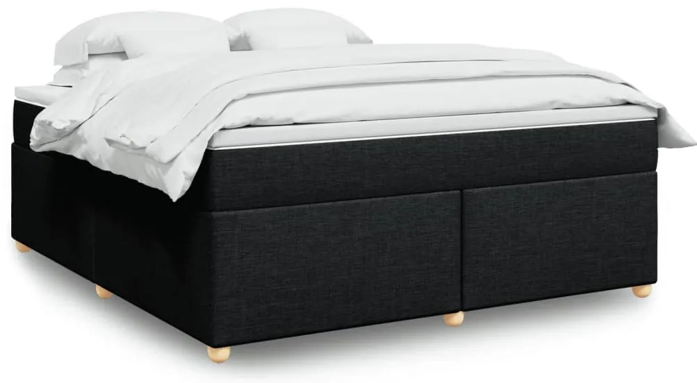 vidaXL Pat box spring cu saltea, negru, 180x200 cm, catifea