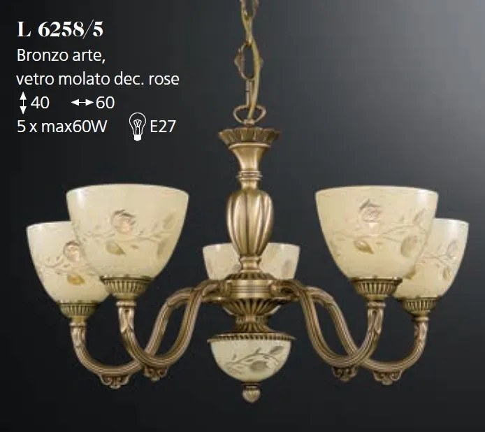 Candelabru din alama 5 brate design italian 6258