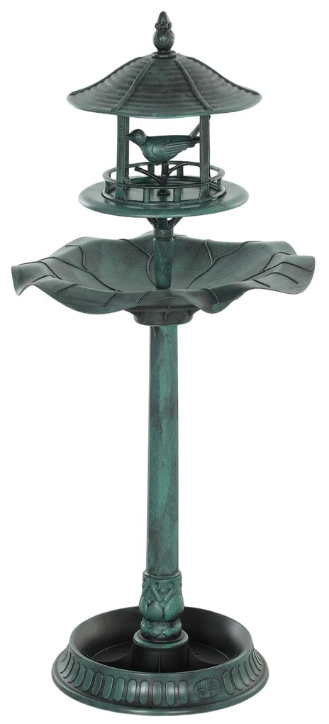 Outsunny Bain d'oiseaux Adăpător pentru Păsări ghiveci 3 în 1 Ø 50 x 113 cm polipropilenă verde-grizonat | Aosom Romania