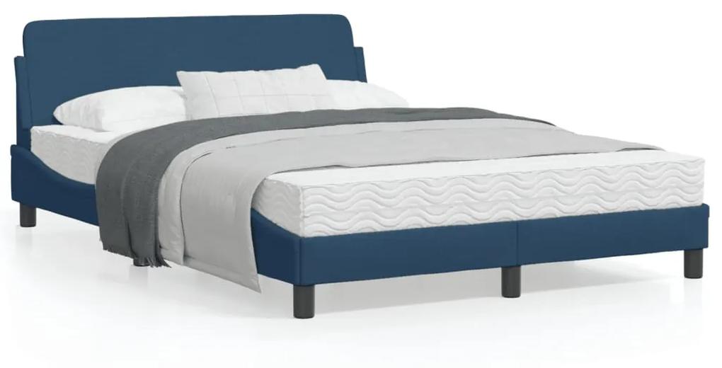 373191 vidaXL Cadru de pat cu tăblie, albastru, 140x200 cm, textil