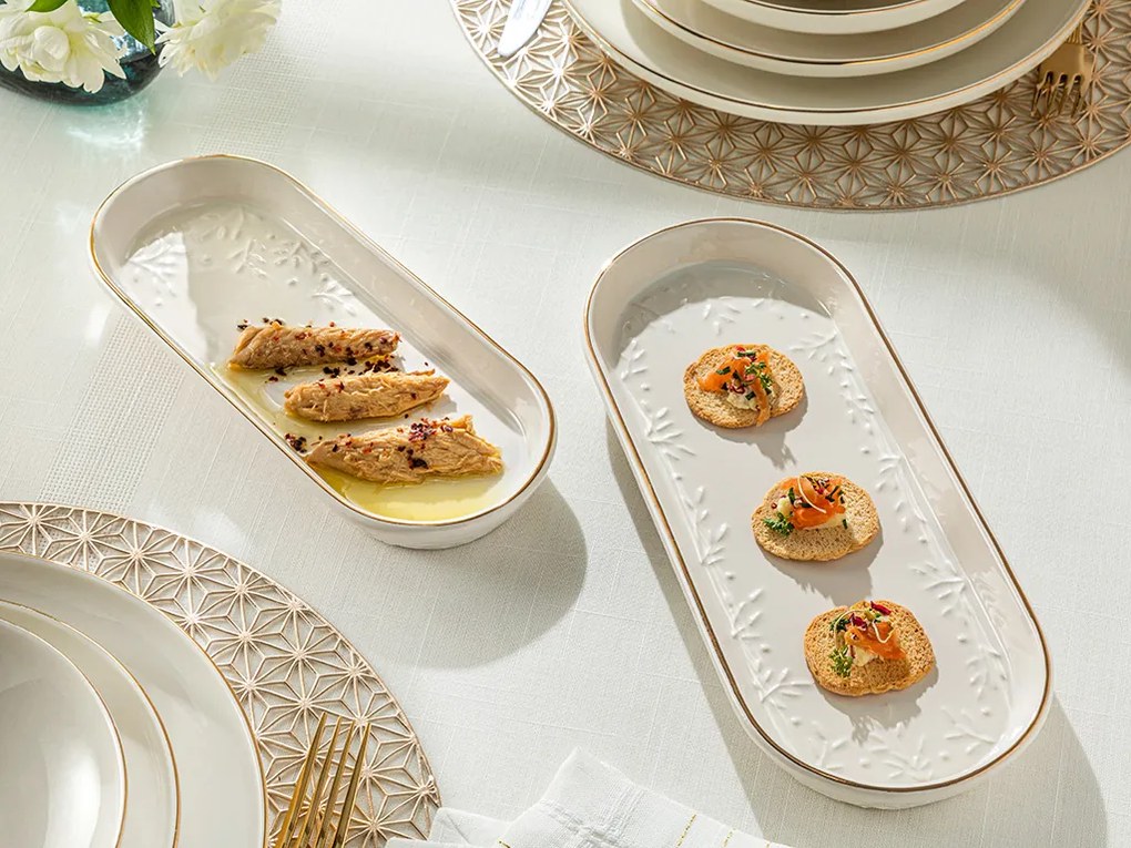 Frondosa Ceramică Farfurıe Ovală 30 Cm Light Cream