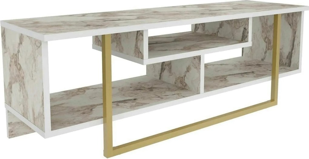 Comoda TV ASAL 120, bej/alb, PAL melaminat, 120x35x40 cm