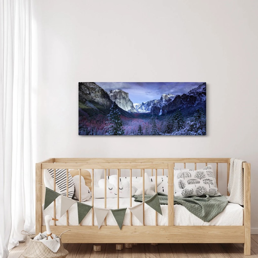 Tablou cu peisaj montan iarna (120x50 cm)