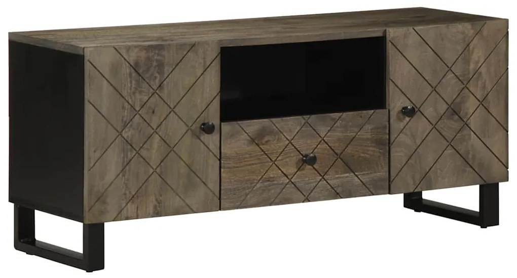 vidaXL Comodă TV, negru, 105x33x46 cm, lemn masiv de mango