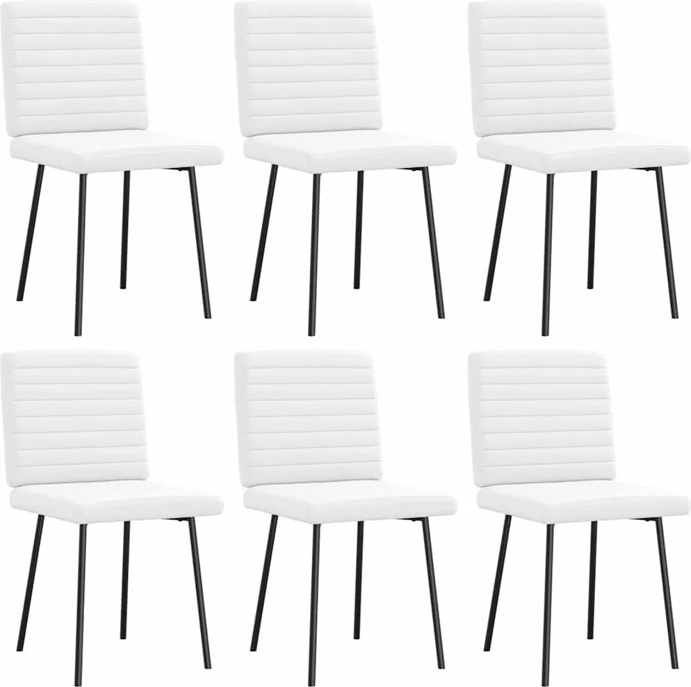 vidaXL Scaune de bucătărie, 6 buc., alb, piele ecologică