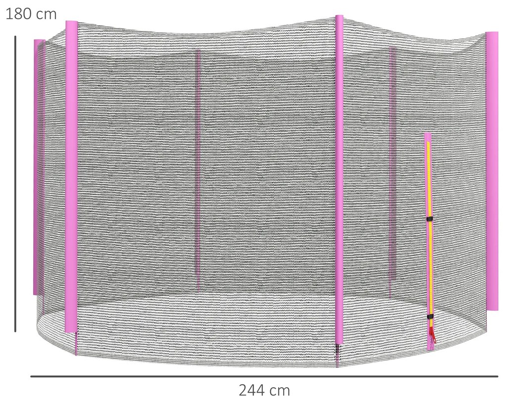 SPORTNOW Plasă Protecție Trambulină Rotundă 244cm cu 6 Stâlpi Drepti Rezistentă Negru/Roz | Aosom Romania