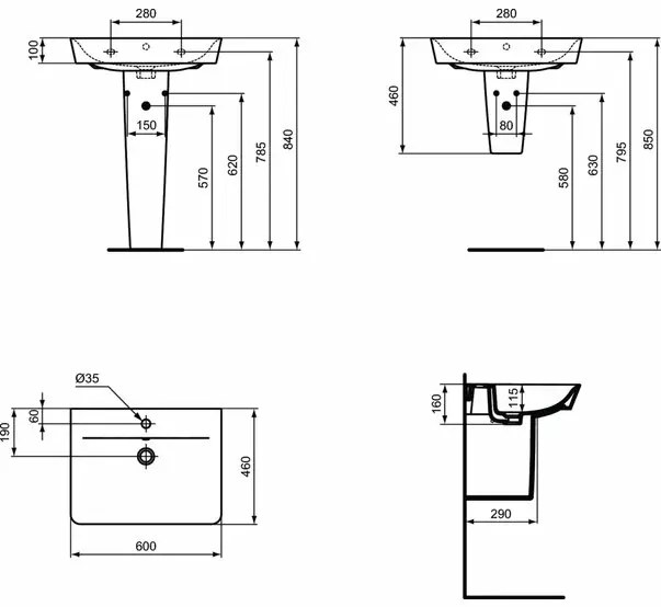 Lavoar suspendat Ideal Standard Connect Air Cube 60x46 cm