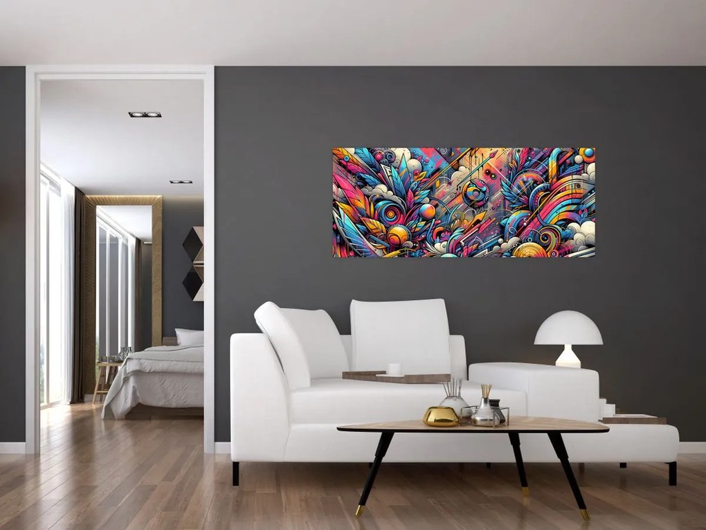 Tablou - Graffiti multicolor (120x50 cm)