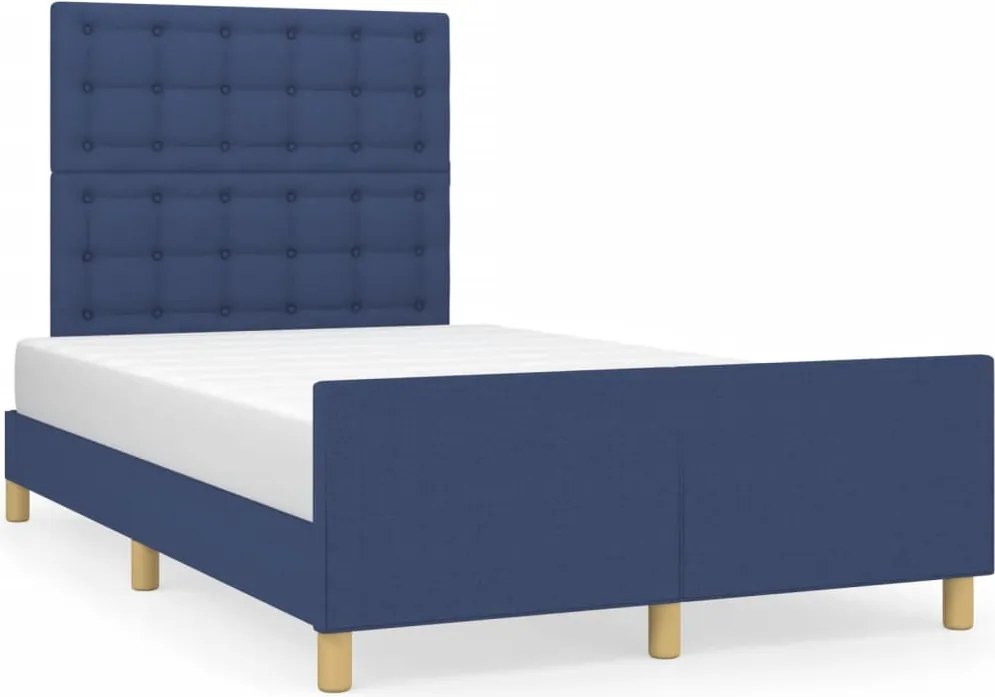 vidaXL Cadru de pat fără saltea Albastru 120x190 cm țesătură